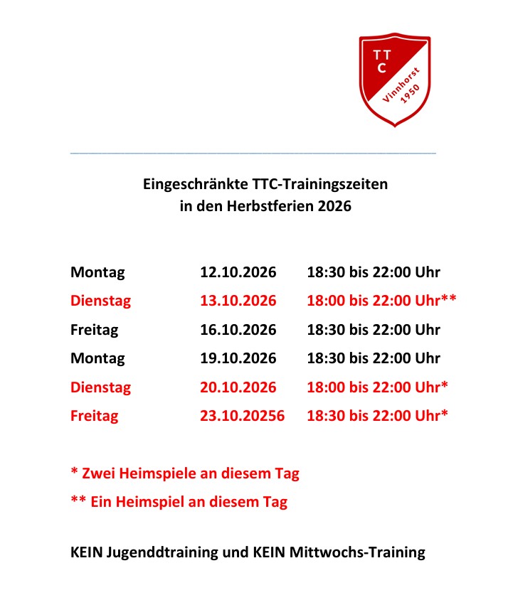 Hallenplan Herbstferien